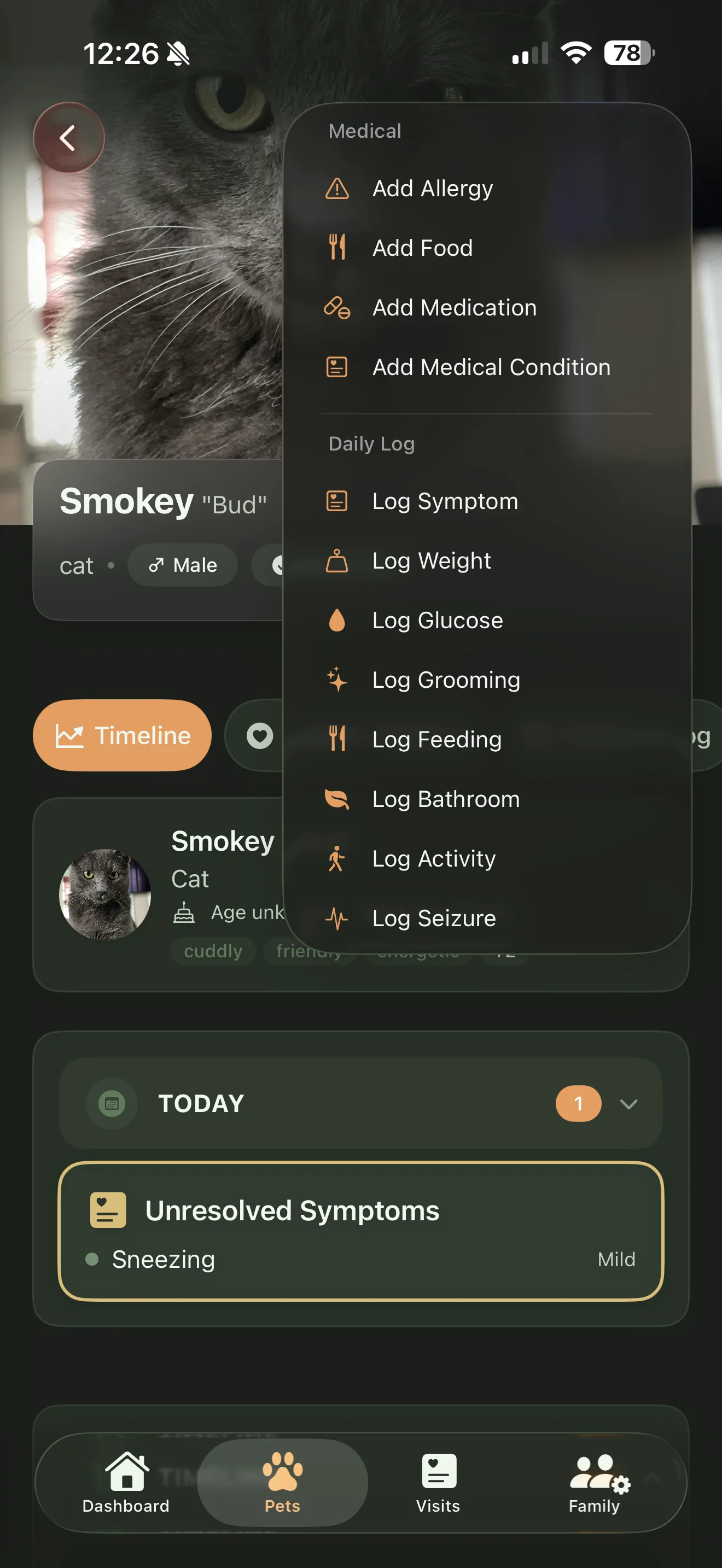 Overview of trackable health categories in Everkin