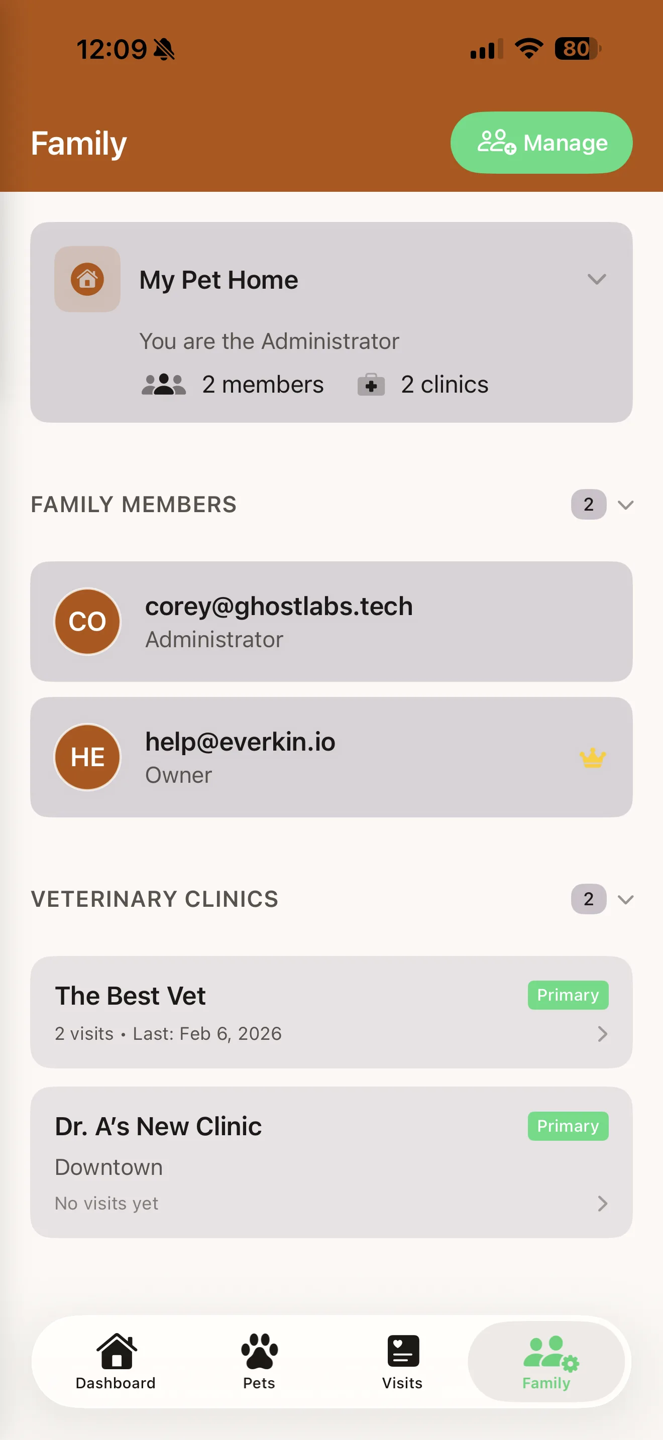 An Everkin household overview with every pet in the home