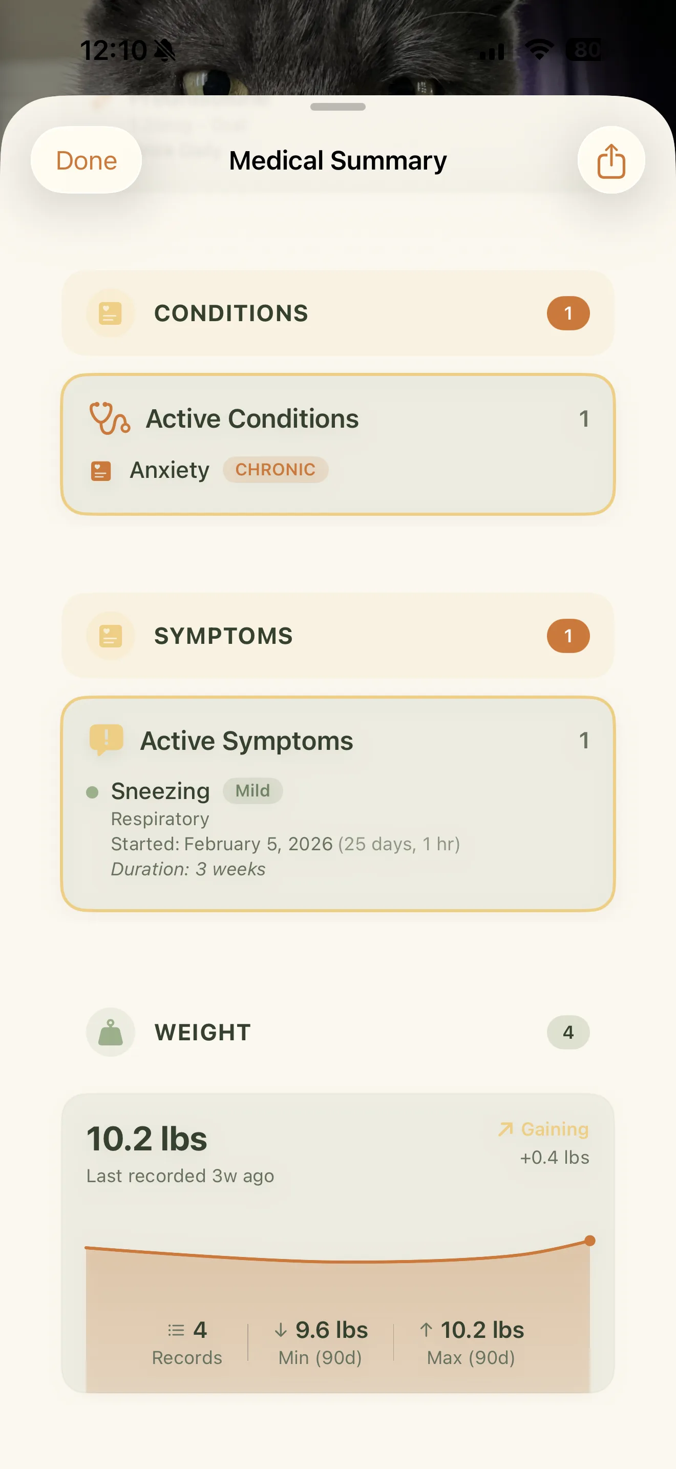 Complete medical summary