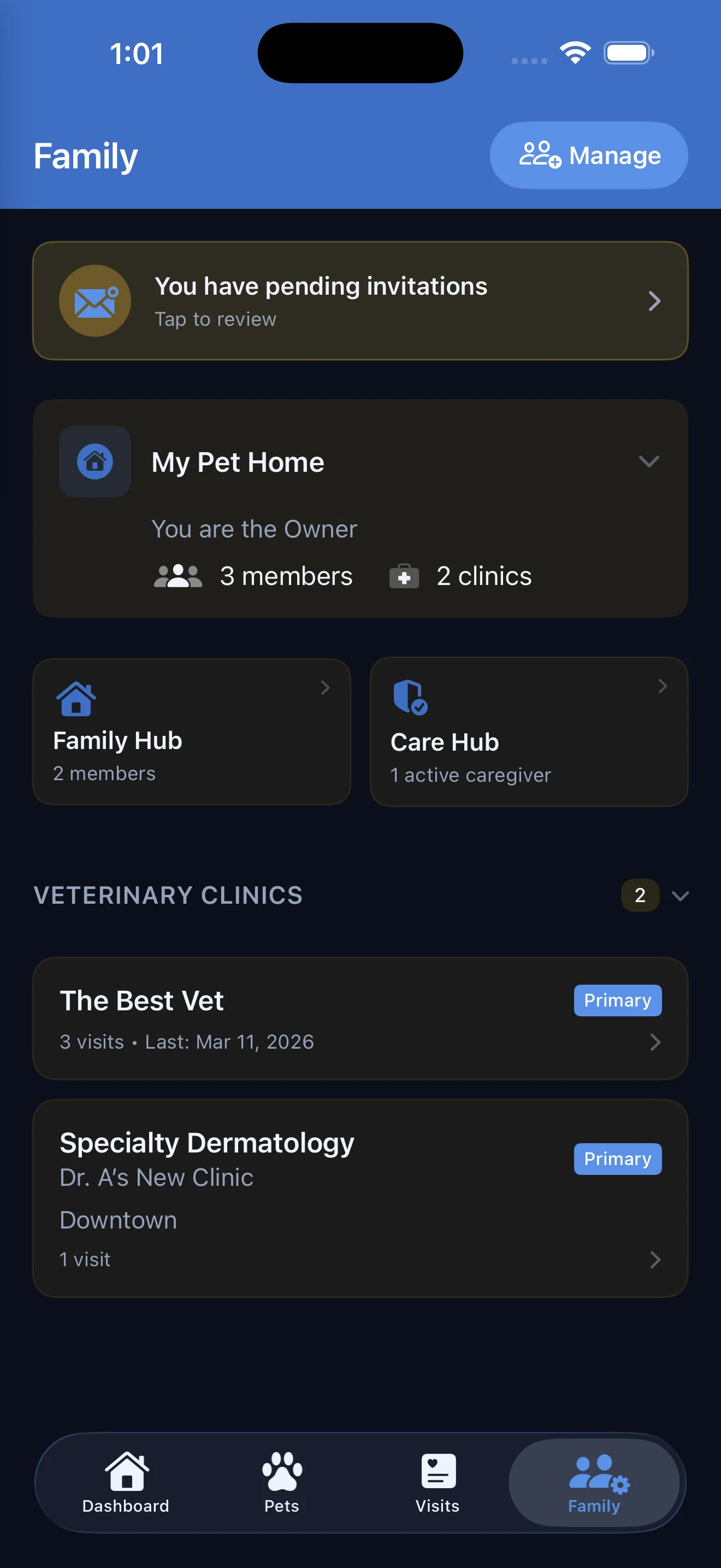 Everkin screen showing a caregiver invite code being generated by the owner